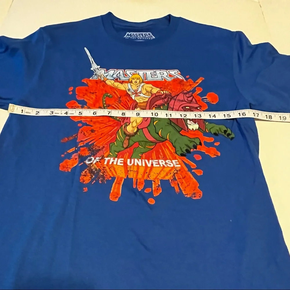 Masters of the Universe He-Man Men SZ‎ Small Blue Short Sleeve Shirt 80s Cartoon